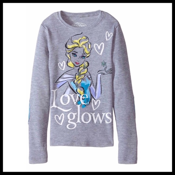 DISNEY FROZEN ELSA LONG SLEEVES TOP THERMAL WINTER TEE LOUNGE A2C - Picture 3 of 6